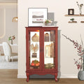 Curio Cabinet With Lighted Tall Leg Glass Door, Antique Display With Mirrored by Firscook