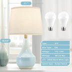 GyroVu 18" Table Lamp Set of 2, Ceramic Lamp Classic Beside Lamps Nightstand - Image 2