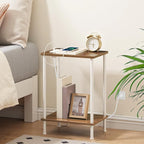HOOBRO Side Table with Charging Station, Nightstand with 2-Layer Storage Shelves - Image 4