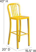 Flash Furniture Commercial Grade 30" High Yellow Metal Indoor-Outdoor Barstool - Image 2