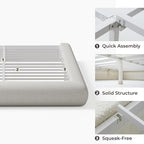 RECCI AirFrame Half-Moon Upholstered Queen Platform Bed Frame, Boucle Curved - Image 8