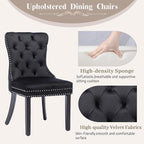 KCC Velvet Dining Chairs Set of 4, Upholstered High-end Tufted Dining Room Chair - Image 4