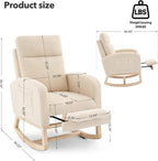 Nursery Rocking Chair with Foot Rest, High Back Upholstered Glider Rocker Chair - Image 2