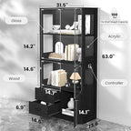 VersionTECH. Glass Display Cabinet, 4-Tier Curio Cabinet - Image 2