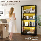 Airynee Display Cabinet with Glass Doors, 4-Tier Curio Cabinet with 7 Vibrant 3 - Image 7