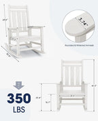 KINGYES Oversized Outdoor Rocking Chair, All-Weather Patio Rocking Chairs - Image 3