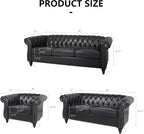 AVZEAR Chesterfield Leather Sofa 3 Seater Couch, Mid-Century Large Sofa Roll - Image 2