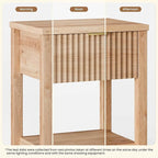 Fluted Night Stand with Golden Handle, Bedside Table with Storage Shelf - Image 5
