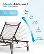 Ciokea Foldable Outdoor Lounge Chair Set of 2, No Assembly Aluminum Chaise - Image 7