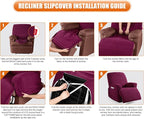VANSOFY Recliner Chair Cover, 3-Pieces Stretch Recliner Covers - Image 6