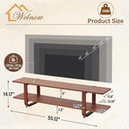 Welnow Low Bamboo TV Stand for Up to 65 Inch, Small Mid Century Modern - Image 3