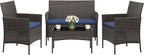 4-Piece Outdoor Furniture Set, PE Rattan Wicker Chairs - Image 8