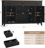 HORSTORS 55" Buffet Cabinet, Modern Farmhouse Sideboard Buffet - Image 3