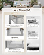 2 Pieces Outdoor Aluminum Armchair, Modern Patio Patio Furniture - Image 6