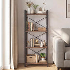 Tangkula 3-Tier Industrial Bookshelf, 16.5" Width Wooden Open Bookcase - Image 4