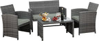 JAMFLY 4 Piece Outdoor Patio Furniture Set, Outdoor Wicker Rattan Chairs by JAMFLY