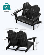 SERWALL 3 Pieces Patio Adirondack Bench Set, 2 Folding Adirondack Bench & 1 - Image 3