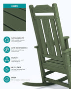 SERWALL Oversized Rocking Chair Set of 4 Outdoor, HDPE Outdoor Rocking Chair - Image 7