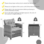 Tangkula 3 Pieces Patio Furniture Set, Outdoor PE Rattan Conversation Chair Set - Image 9