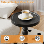 Rubber Wood‌ Small Side Table, Solid Wood‌ Round End Tables - Image 4