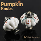 Ivory Pumpkin Knobs 2 Pack Ceramic Cabinet Knobs Vintage Drawer Pulls - Image 5