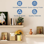 Floating Shelves, Oak Wooden Set of 3 Wall Mounted Bathroom Shelves Over Toilet - Image 6