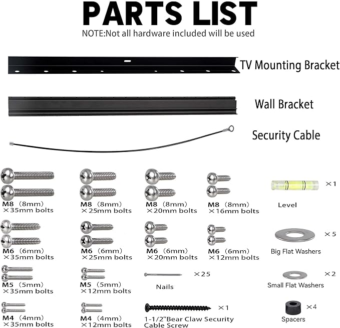 No Stud TV Wall Mount, Drywall Studless TV Hanger No Damage, No Drill, Non - Image 6