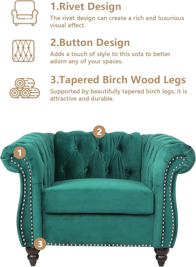 QHITTY 2 Piece Living Room Set, Sectional Chesterfield Sofa Chair Contemporary - Image 4