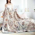 LUTBM Boho Throw Blanket for Bed 100% Cotton Ultra Soft Rustic Quilt Floral - Image 5