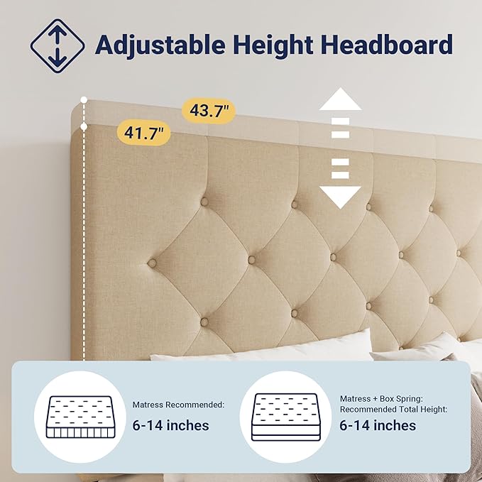Allewie Upholstered Queen Size Platform Bed Frame - Image 4