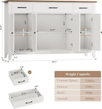 HORSTORS 55" Buffet Cabinet, Modern Farmhouse Sideboard Buffet - Image 3