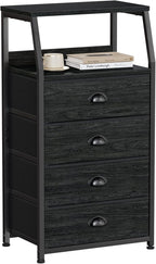 Furnulem Tall 4 Drawers Dresser, Vertical Storage Tower Black Dresser by Furnulem