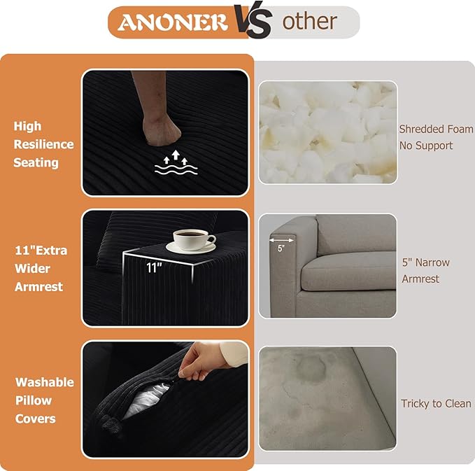 ANONER 103" Sectional Cloud Couch - Image 4