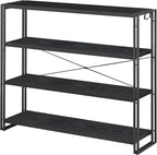HCHQHS Bookshelf, 4-Tier Industrial Bookcase, Freestanding Tall Bookshelves by HCHQHS