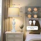 Cinkeda 28" White Farmhouse Table Lamps Set of 2 - Image 4