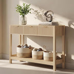 Nasonet Fluted Console Table, Wooden Sofa Table - Image 6