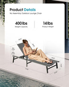 Ciokea Foldable Outdoor Lounge Chair Set of 2 - Image 2