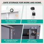 Metal Storage Cabinet with 2 Doors and 6 Shelves, Locking File Cabinet - Image 8
