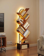 Casaottima Tree Bookshelf with LED Lights, 6-Tier Narrow Bookcase - Image 2