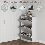 BORNOON Shoe Cabinet with 3 Flip Drawers, Hidden Wood Shoe Cabinet, - Image 4