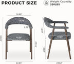 DUMOS Dining Chairs Set of 2, Linen Fabric Upholstered Kitchen Side Chairs - Image 2