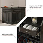 L-Shaped Home Bar Unit with Power Outlet, 4-Tier Corner Liquor Bar Cabinet with - Image 6