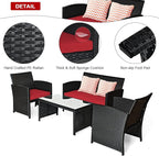 Tangkula Patio Wicker Conversation Furniture Set, Patiojoy Sofa & Table Set w/4 - Image 6
