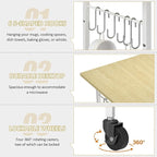 ThreeHio Rolling Kitchen Microwave Cart, 3 Tier Microwave Table Stand - Image 4