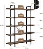 OtterOasis Heavy Duty 5-Tier Industrial Bookcase, 120lbs Shelf Capacity - Image 2