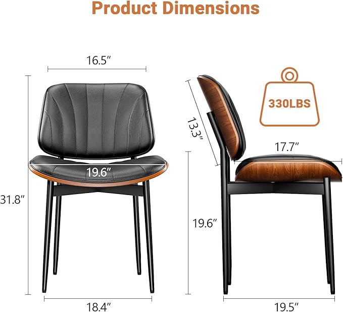 YaFiti Dining Chairs Set of 2, Dining Room and Kitchen Chairs, Mid Century - Image 2