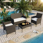 4 PCS Outdoor Patio Furniture Set, All-Weather PE Rattan Wicker Chairs - Image 6
