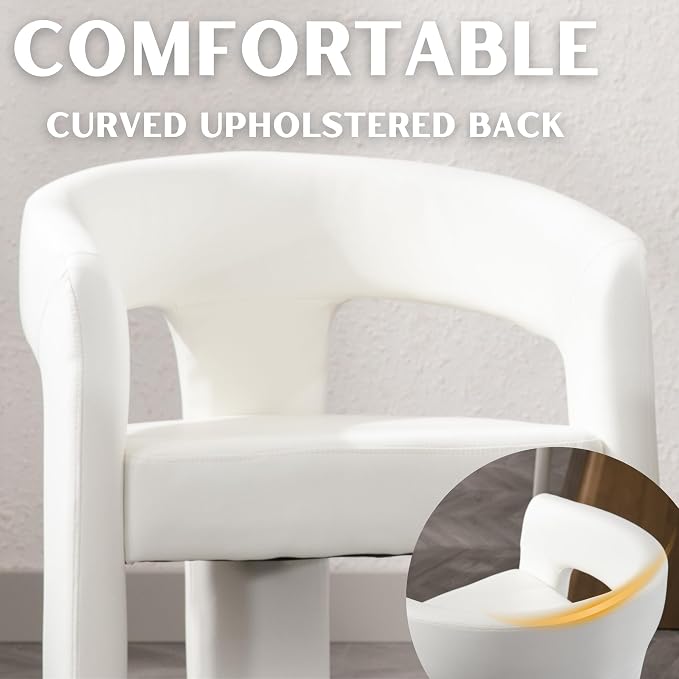 RIVOVA Modern Barrel Dining Chairs Set of 8, PU Leather Upholstered Accent Side - Image 4