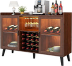 Auromie Wine Bar Cabinet with Led Light, Home Coffee Cabinet with Wine and by AuromieDirect