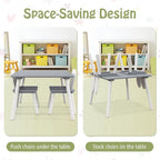 Costzon Kids Table and Chair Set, 3 Pieces Wooden Activity Table & 2 Rabbit - Image 6